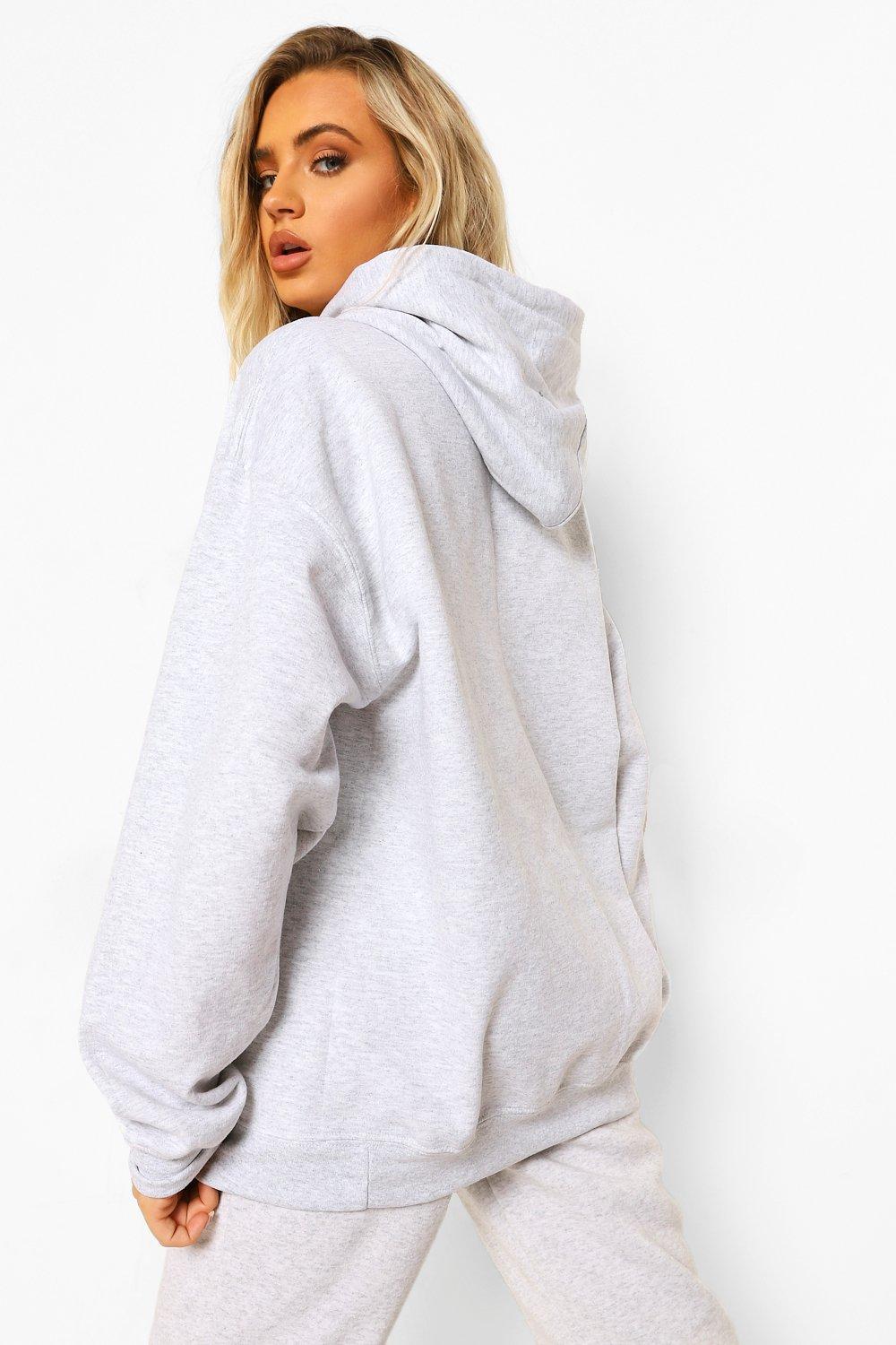 Grey oversized zip up cheap hoodie